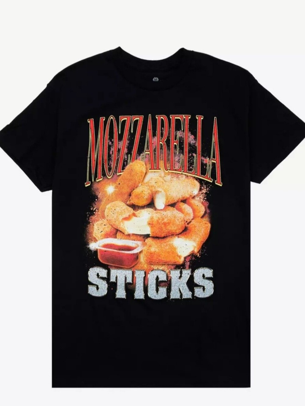 MOZZARELLA STICKS Graphic Tee in Black, Size Small, Hot Topic